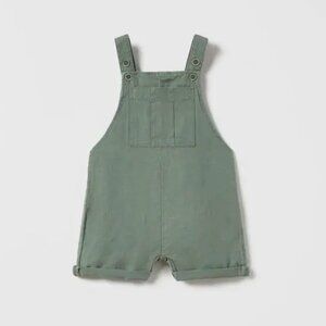 Brand New w Tags! ZARA Fluid Linen Blend Overalls in Greenish Size 3-4 yrs 40.9"